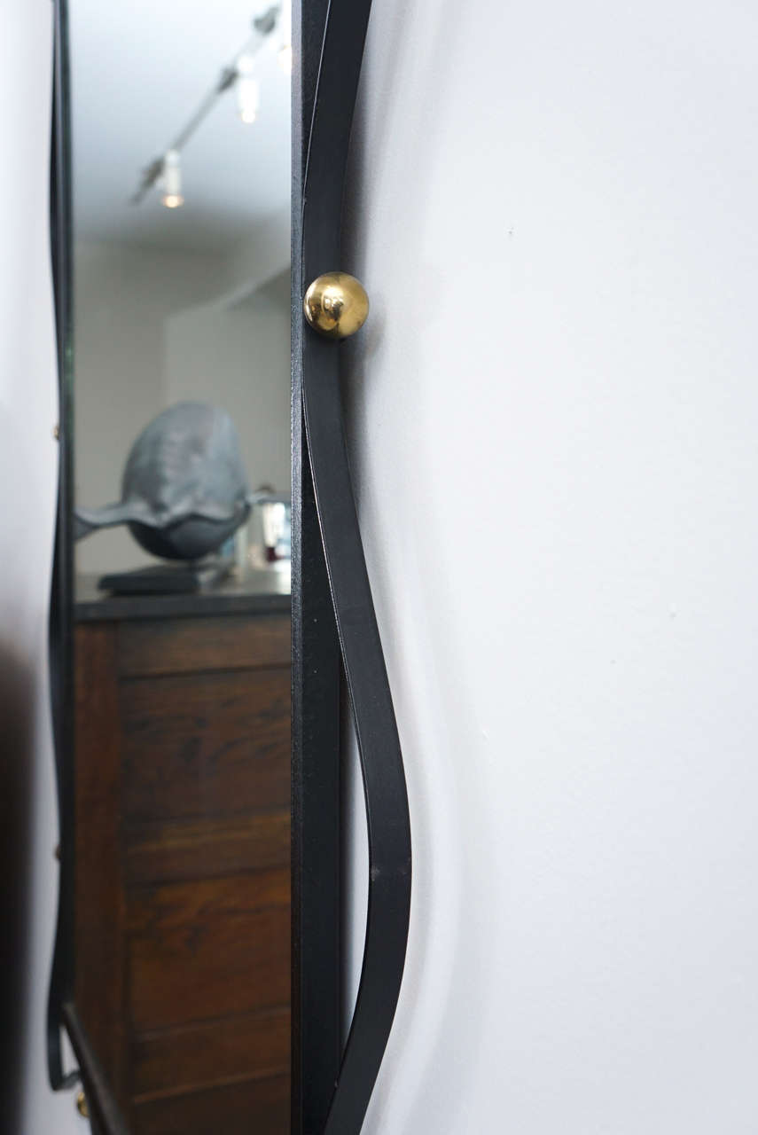 American Mid-Century Wrought Iron Mirror in the Style of Jean Royère