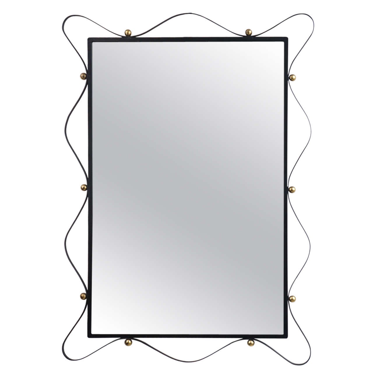 Mid-Century Wrought Iron Mirror in the Style of Jean Royère
