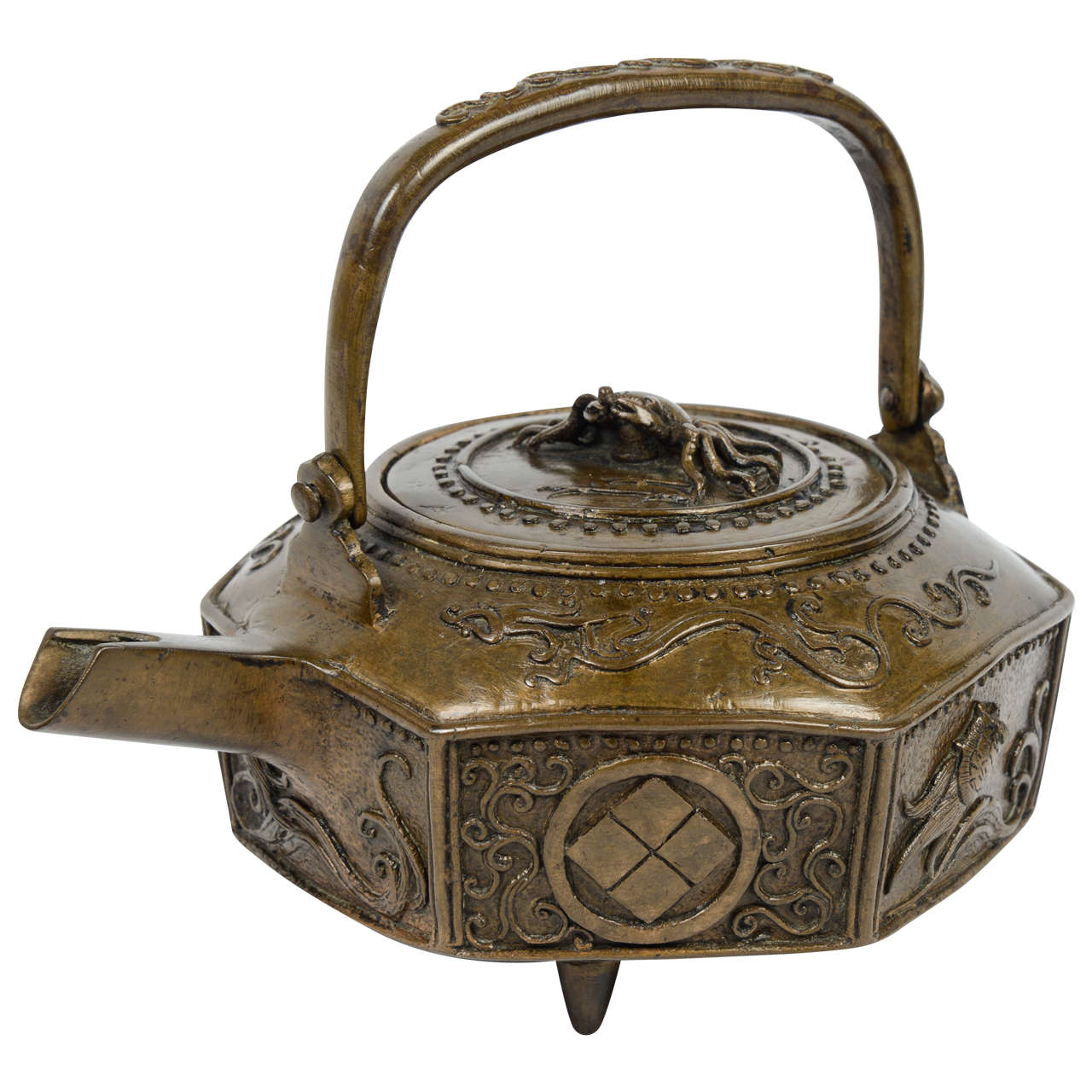 19th Century Japanese Bronze Tea Pot For Sale