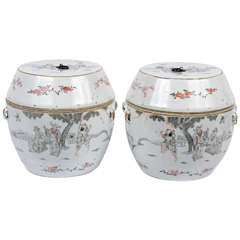 Pair of 19th Century China Porcelain Covered Jars