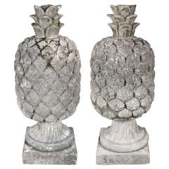 Pair of Carved Stone Pineapples