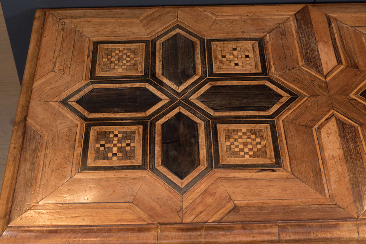 A Rosewood and Ebony Coffee Table with Arts and Crafts Geometric Top In Excellent Condition For Sale In Long Island City, NY