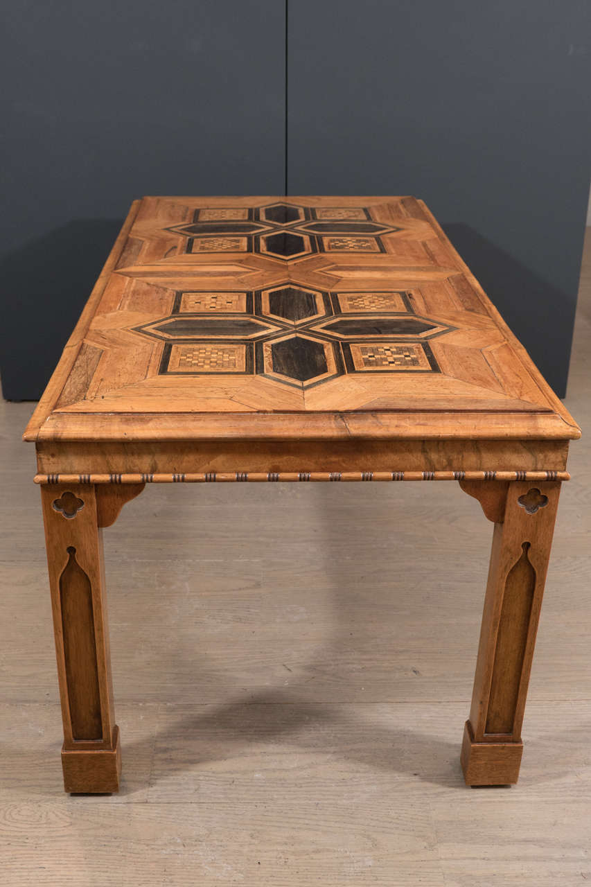 A Rosewood and Ebony Coffee Table with Arts and Crafts Geometric Top For Sale 1