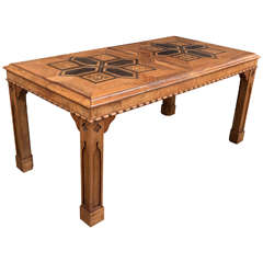 A Rosewood and Ebony Coffee Table with Arts and Crafts Geometric Top