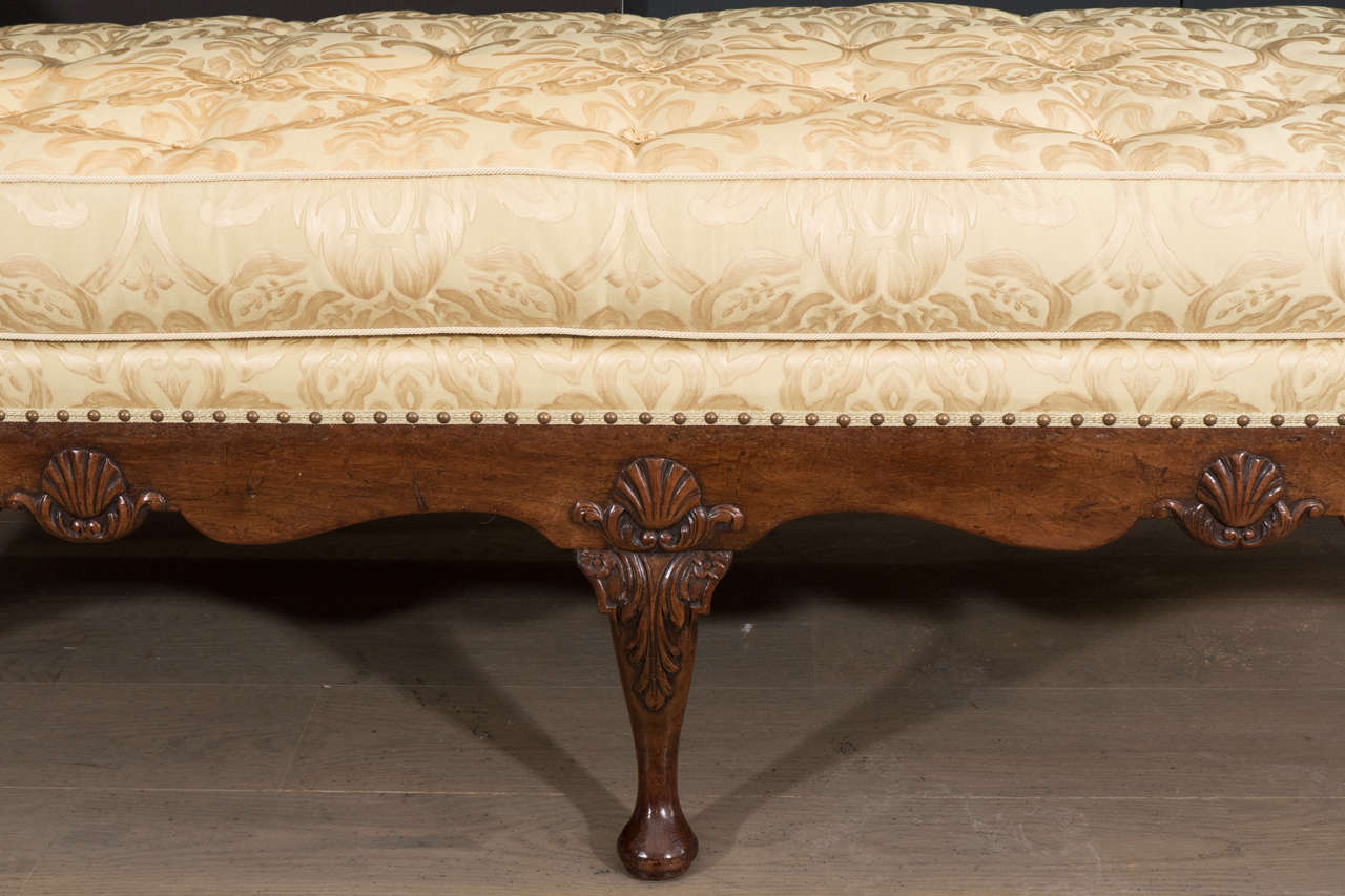 British Rare George II Walnut and Shell Carved Day-Bed For Sale