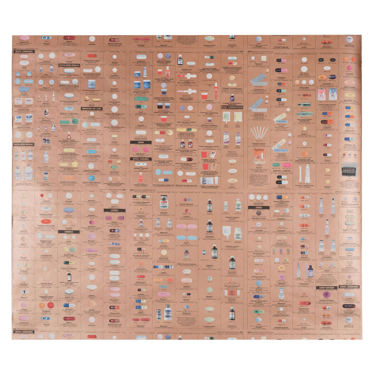 Thirty Rolls of Damien Hirst Gold Pharmacy Wallpaper For Sale