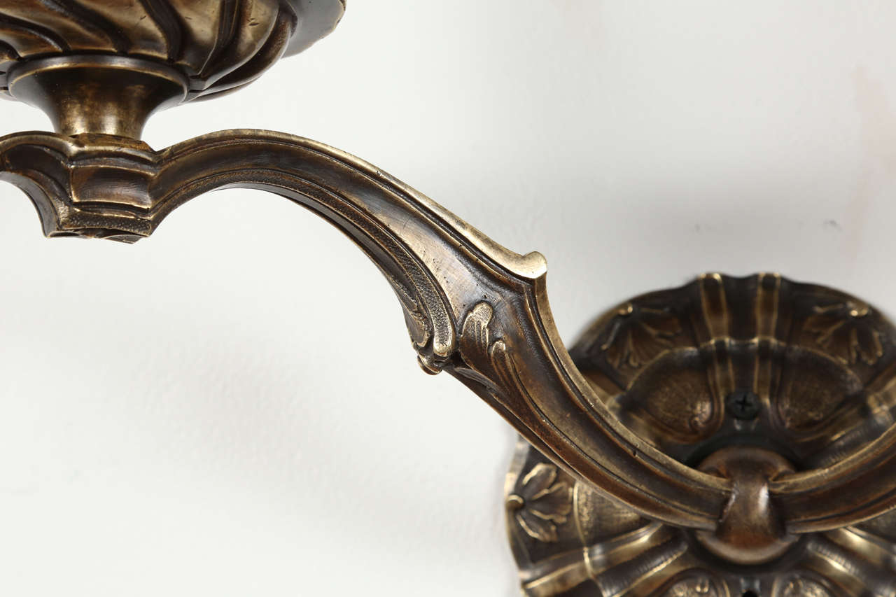 Pair of Brass Double Sconces In Good Condition For Sale In Los Angeles, CA