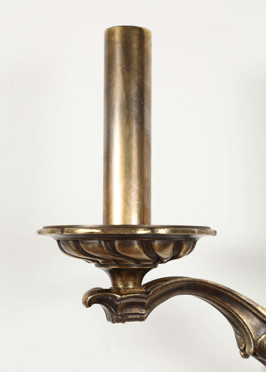 Pair of Brass Double Sconces For Sale 1