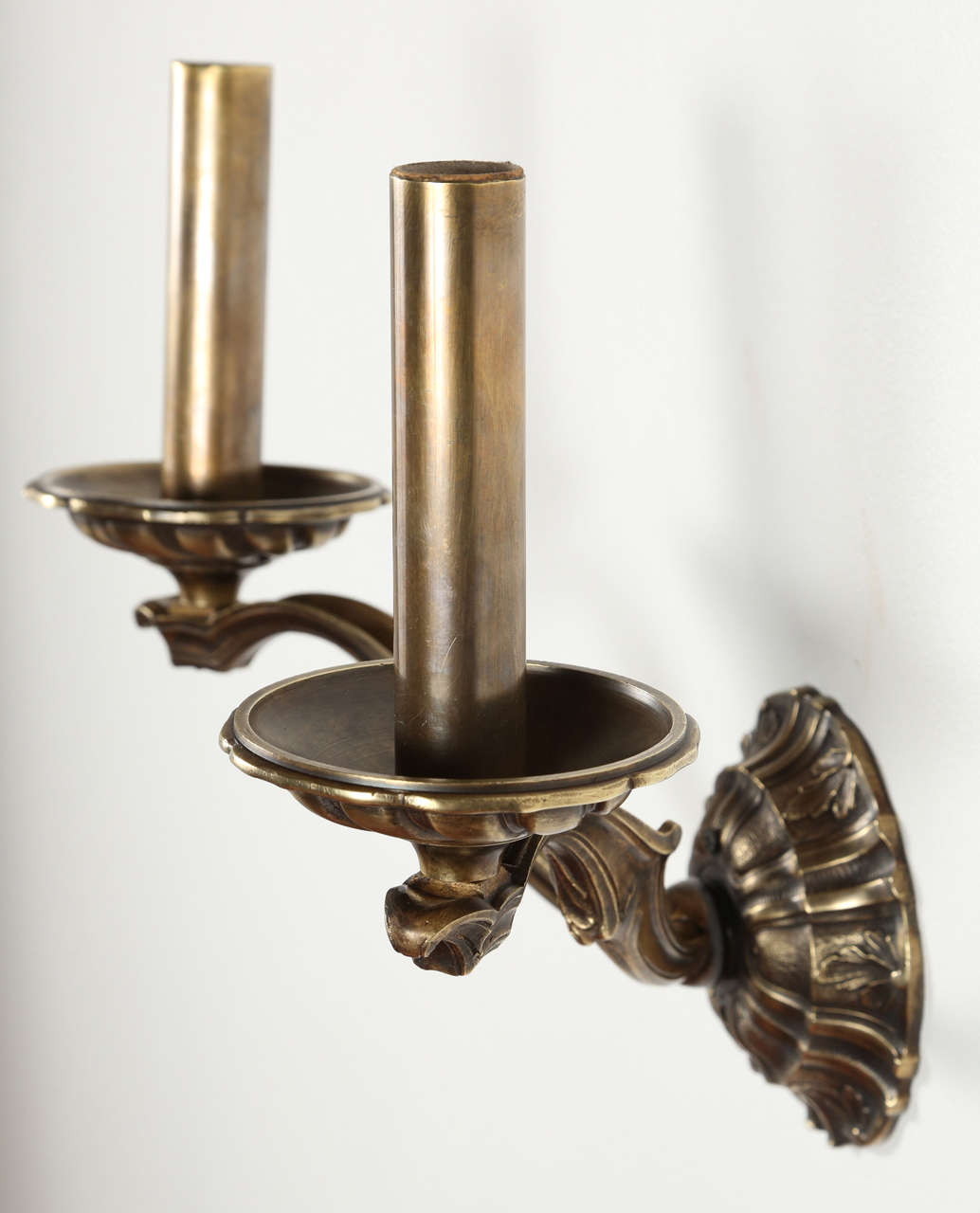 Pair of Brass Double Sconces For Sale 3