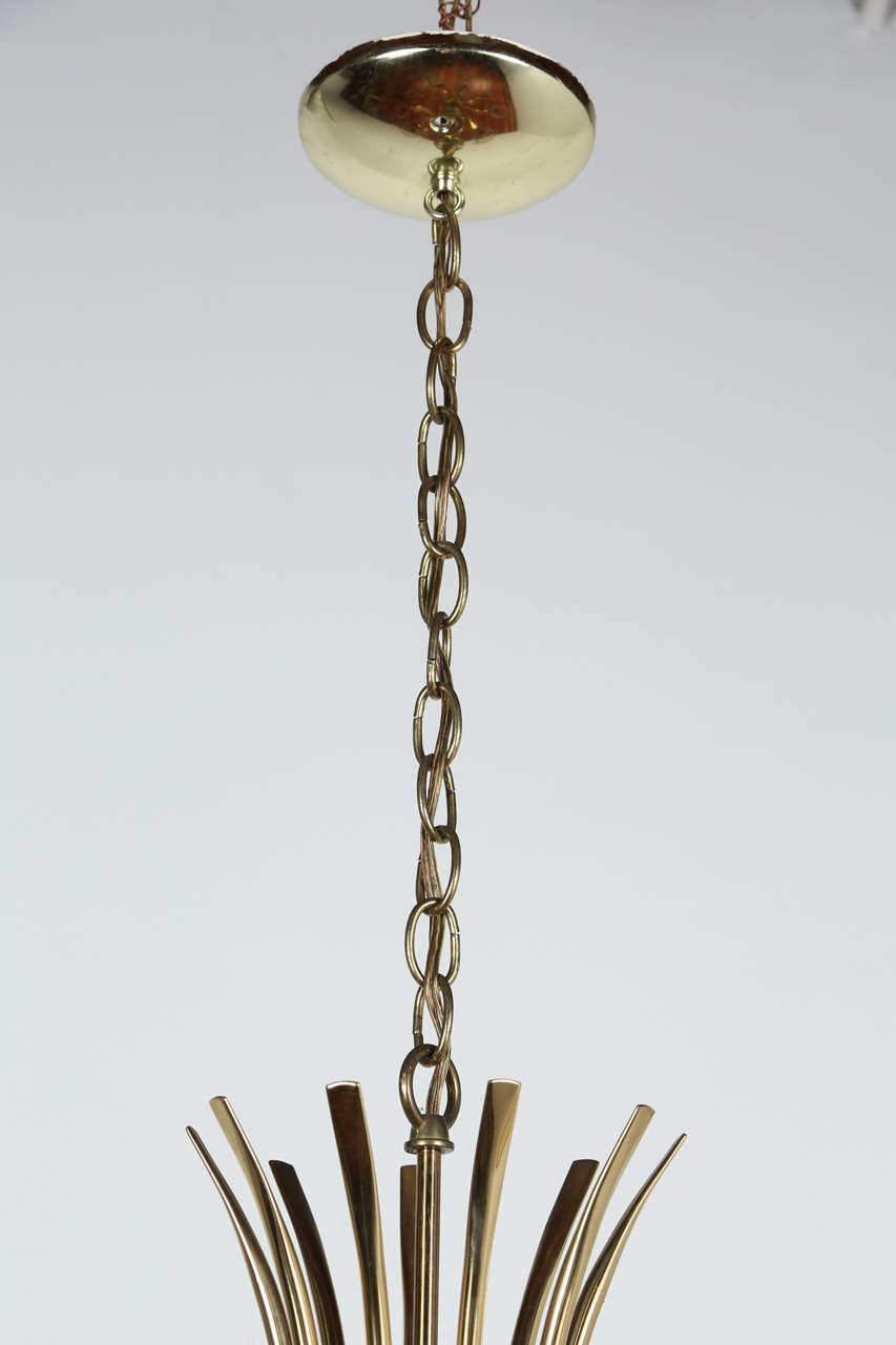 Mid-Century Modern Mid-Century Italian Brass Chandelier For Sale