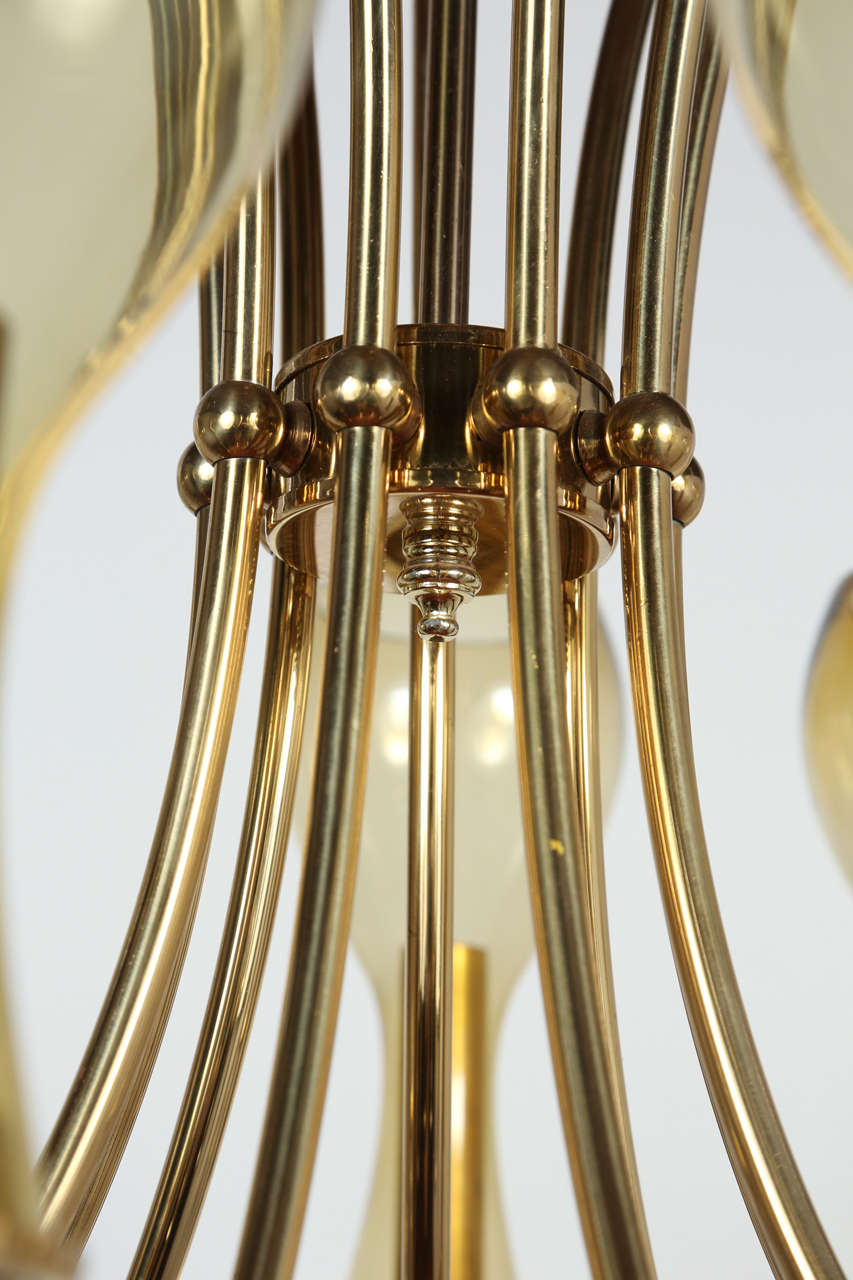 Mid-Century Italian Brass Chandelier In Good Condition For Sale In Los Angeles, CA