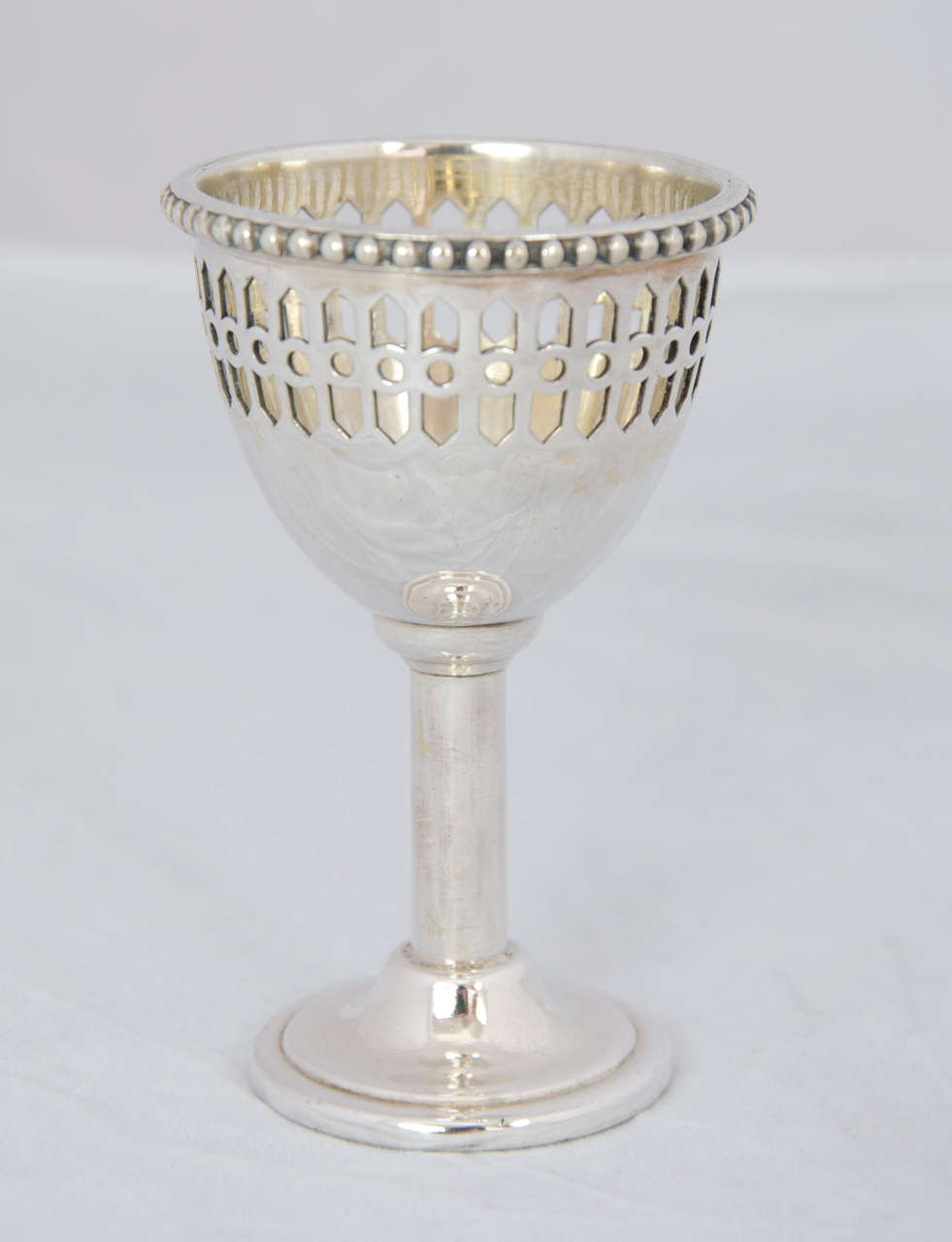 Early 20th Century 1900s Silver-Plate Basket of Egg Cups and Spoons