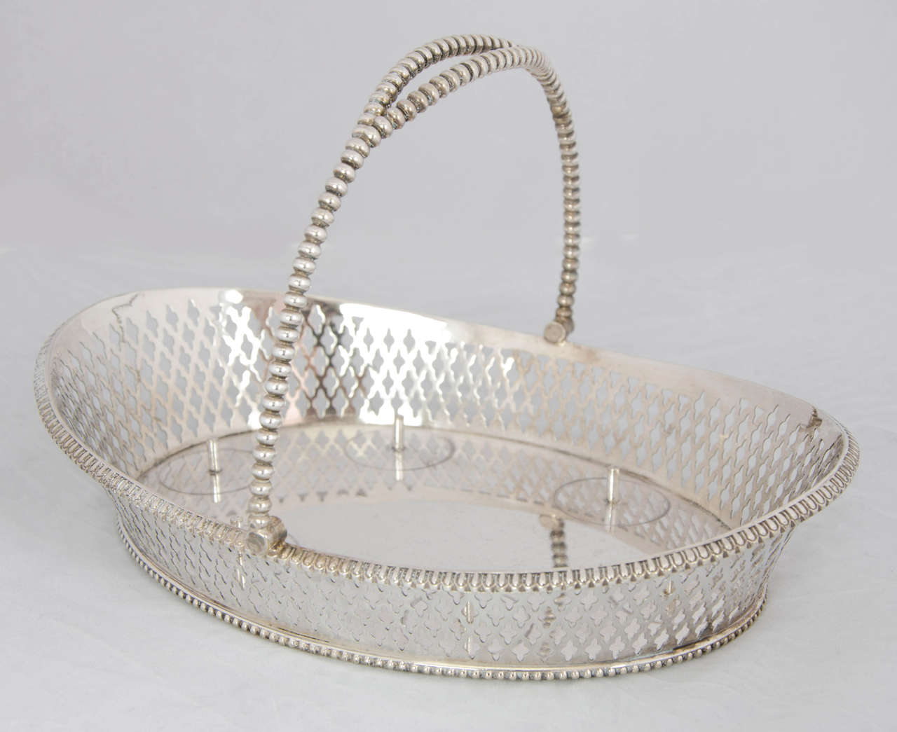 1900s Silver-Plate Basket of Egg Cups and Spoons 4