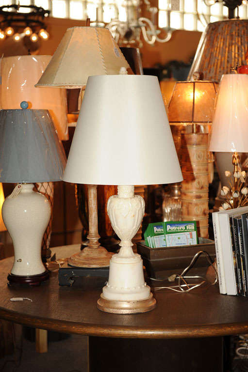 Exquisite Pair of Alabaster Table Lamps