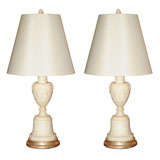 Exquisite Pair of Alabaster Table Lamps