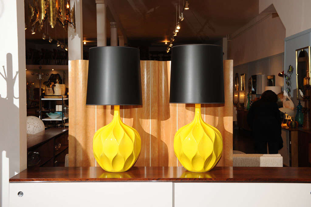 American Pair of Gorgeous Yellow Lamps