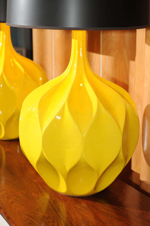 Late 20th Century Pair of Gorgeous Yellow Lamps