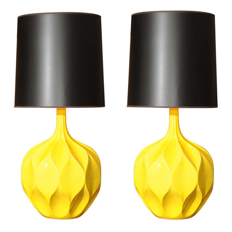 Pair of Yellow Lamps at 1stDibs