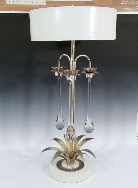 Single Moderne Palm Tree Lamp with Elongated Glass Pendants