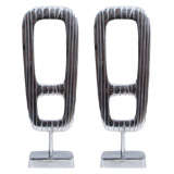 Pair of Mid Century Sculptural Nickel Chenets