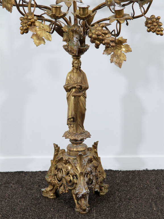 20th Century Pair of Guilded Neo-Classical Tole Candelabra