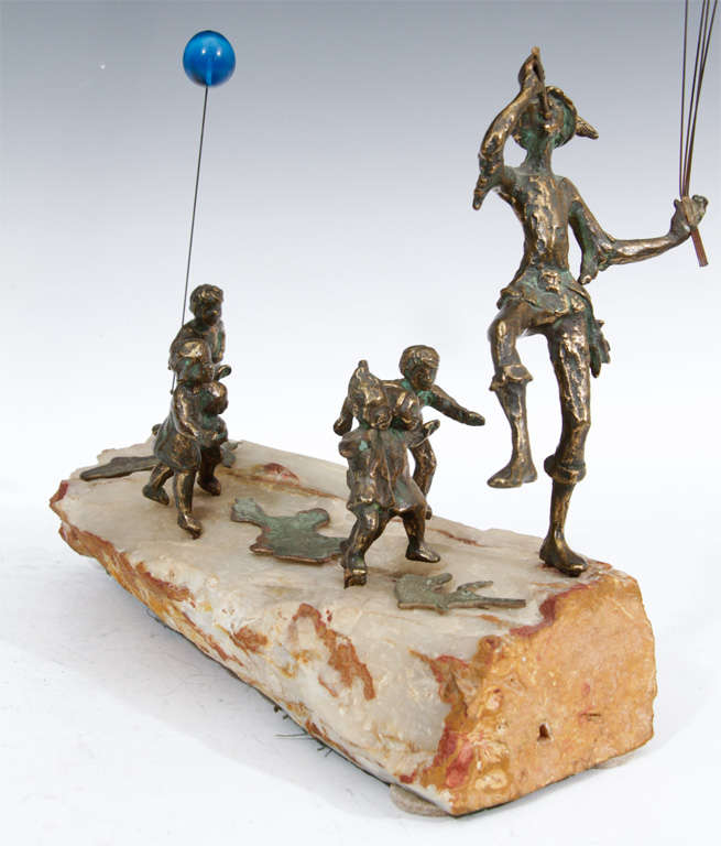 Mid-Century Curtis Jere signed Metal sculpture of the Pied Piper 2