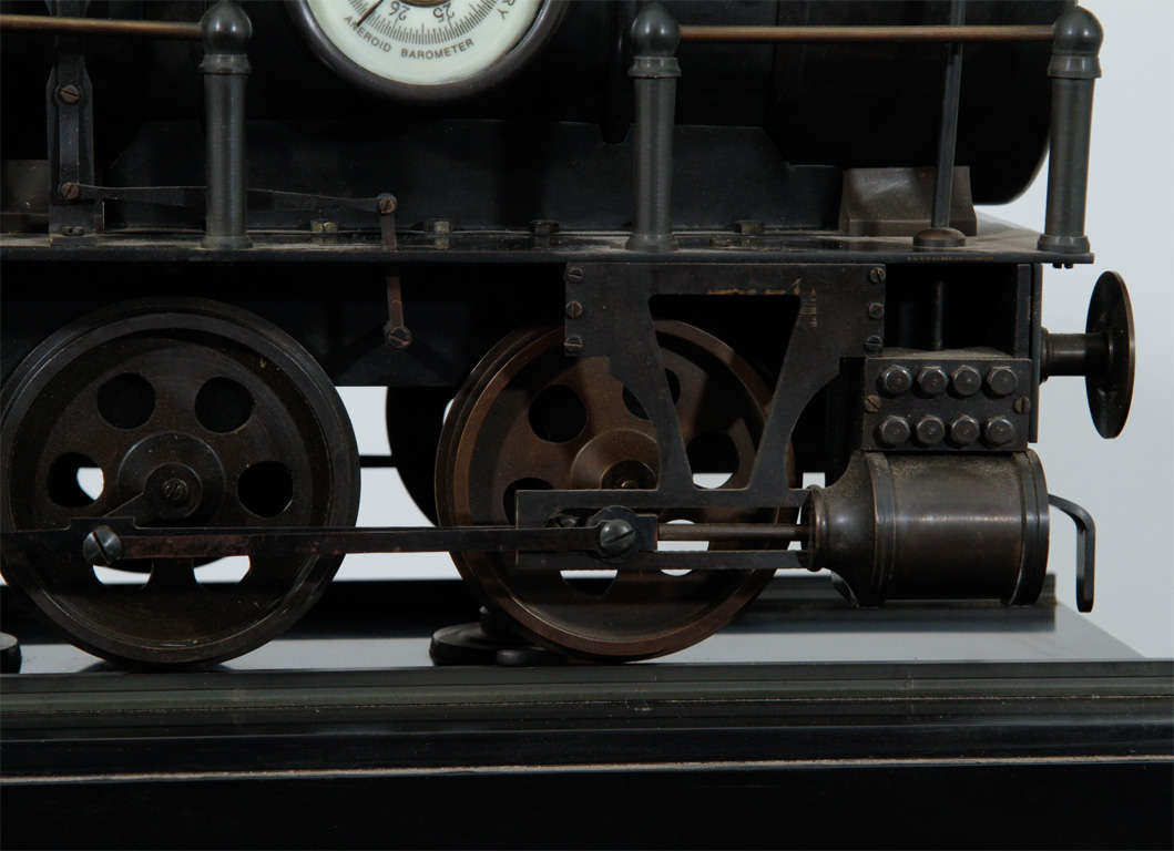 Steel Steam Locomotive Clock on Black  Marble Base 1