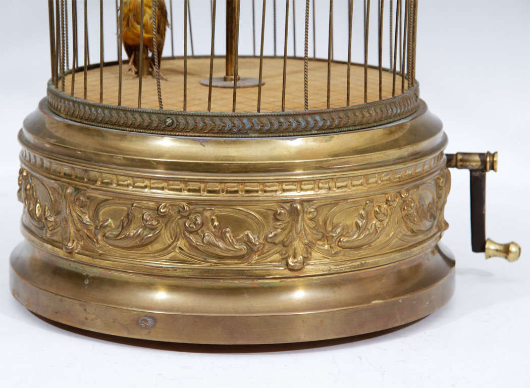 Antique 19th Century French Gilt Bronze Musical Birdcage 1