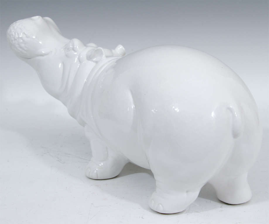 Mid-Century Italian Ceramic Hippo and Musk Ox Figures For Sale at 1stdibs