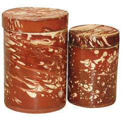 Two 19th Century Italian Lidded Marbleized Cannisters