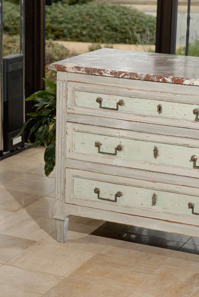 Louis XVI French Grey Commode with Marble Top, Circa 1780 For Sale 1