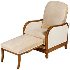 An Art Deco Mahogany framed Upholstered reclining Chair
