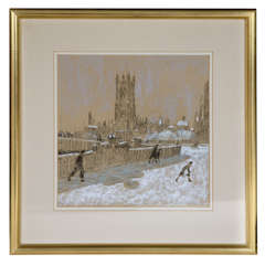 Manchester Cathedral in Winter by Harold Riley.