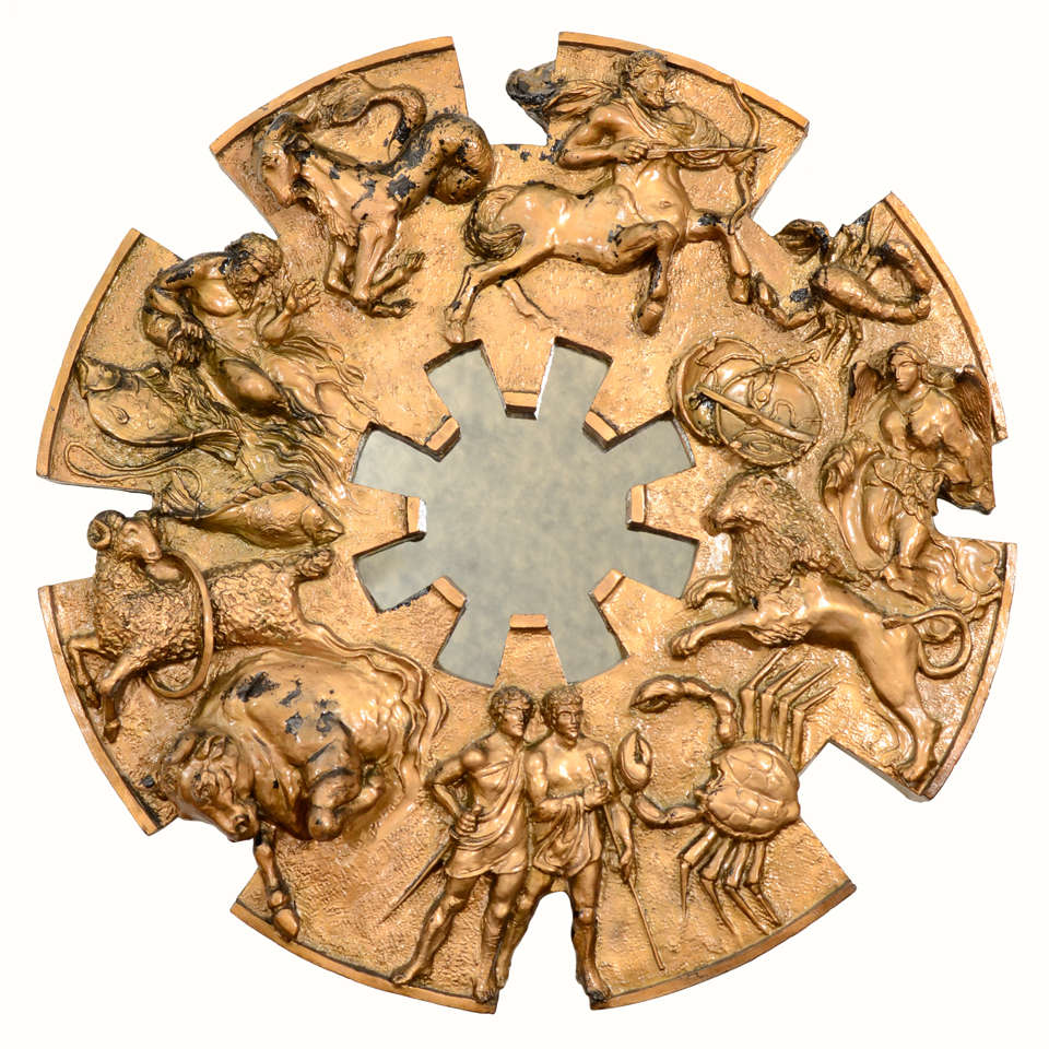 Zodiac Wheel with Mirror Wall Art For Sale