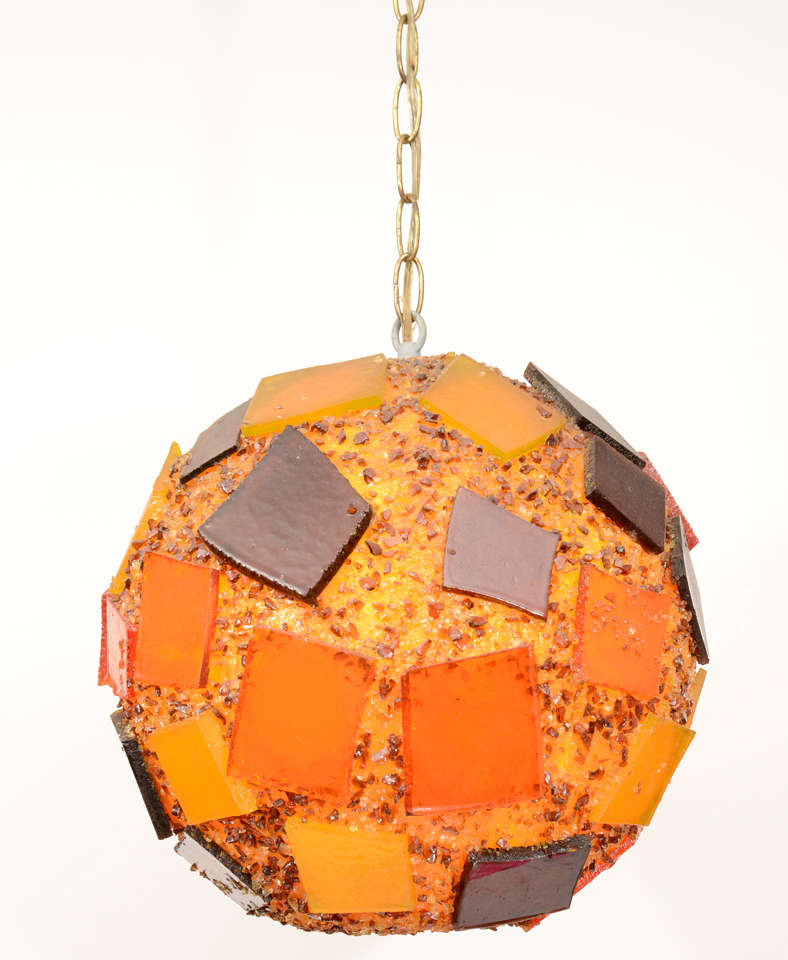 Mid-Century Modern Resin Globe Pendant Light Fixture