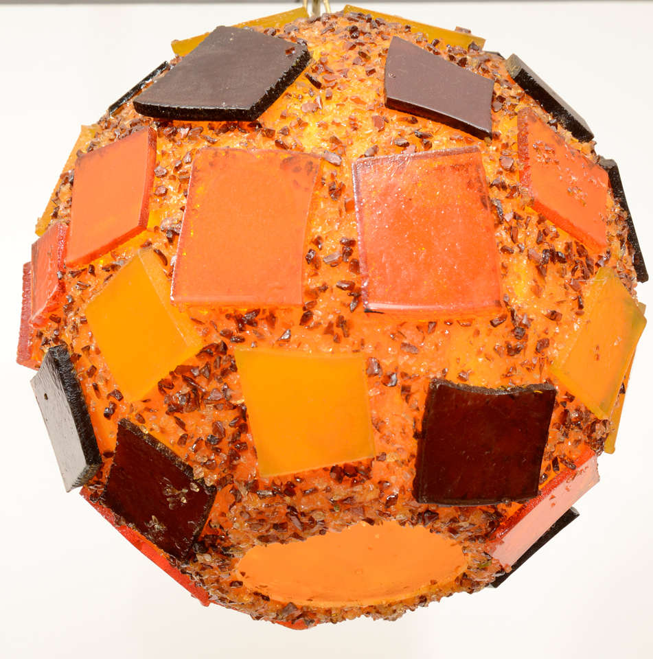Resin Globe Pendant Light Fixture In Good Condition In New York, NY