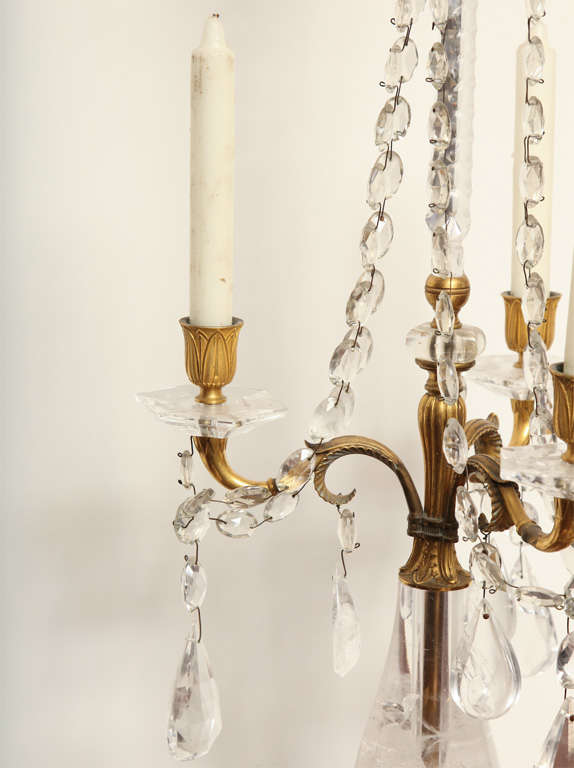 19th Century Continental Rock Crystal Candelabra For Sale 1