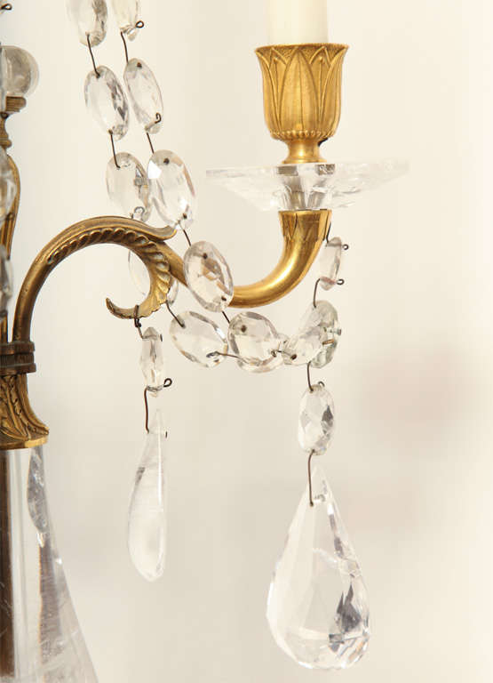 19th Century Continental Rock Crystal Candelabra For Sale 3