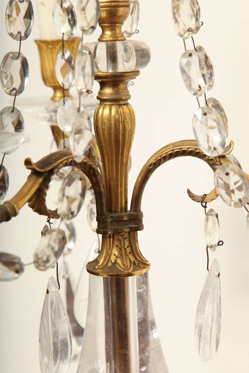 19th Century Continental Rock Crystal Candelabra For Sale 6