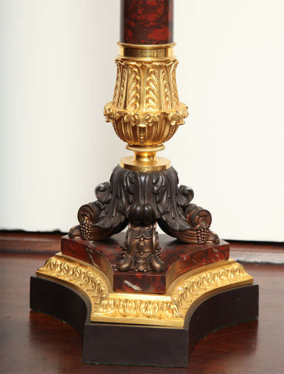 Pair of 19th Century French, Bronze and Marble Candelabra In Good Condition For Sale In New York, NY