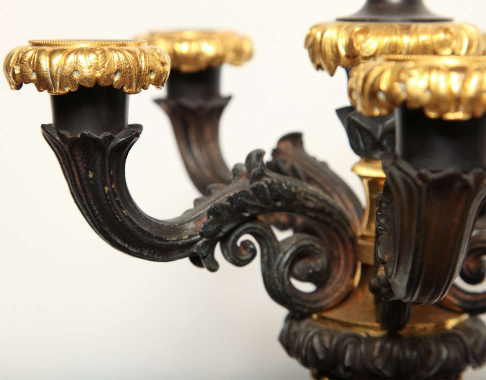 Pair of 19th Century French, Bronze and Marble Candelabra im Angebot 1