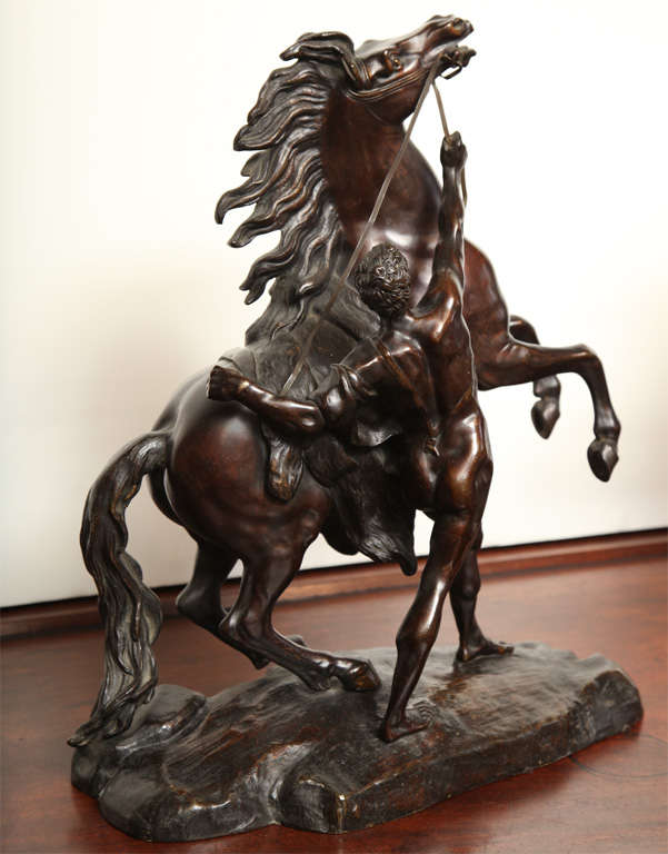 French Two 19th Century Bronze Marly Horses For Sale