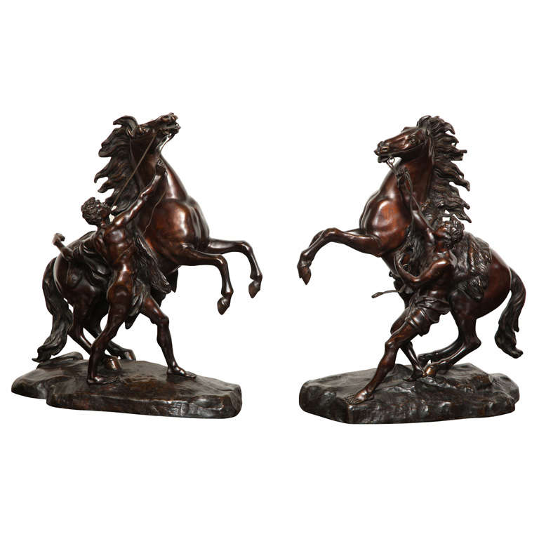 Two 19th Century Bronze Marly Horses For Sale