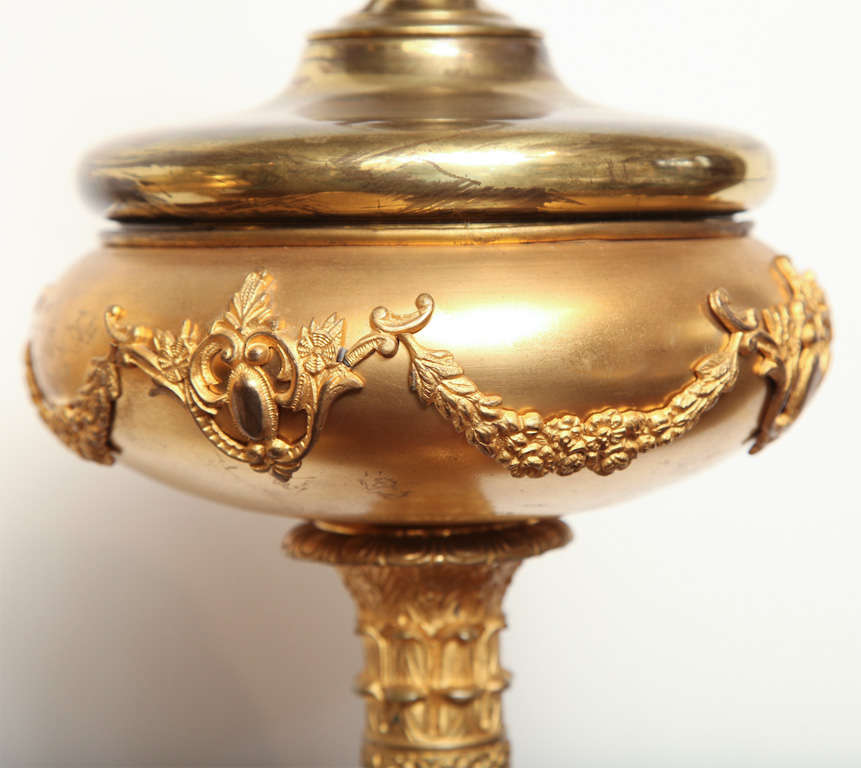 Ormolu Pair of French, Gilt Bronze Lamps For Sale