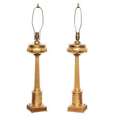 Pair of French, Gilt Bronze Lamps