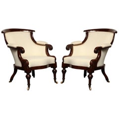 Exceptional Pair of Early 19th Century English Library Chairs