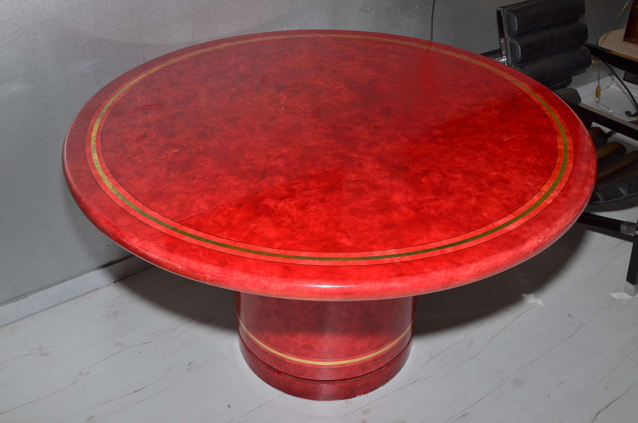 French 1970s Red Lacquered Table For Sale