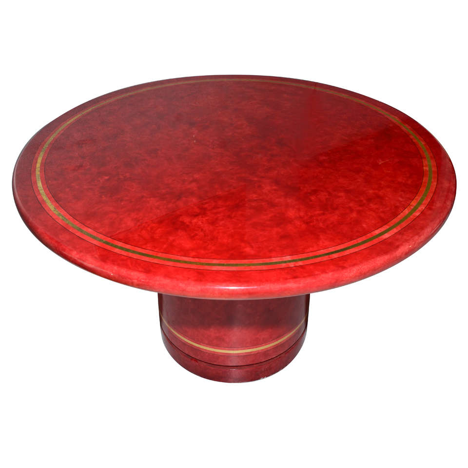 1970s Red Lacquered Table For Sale