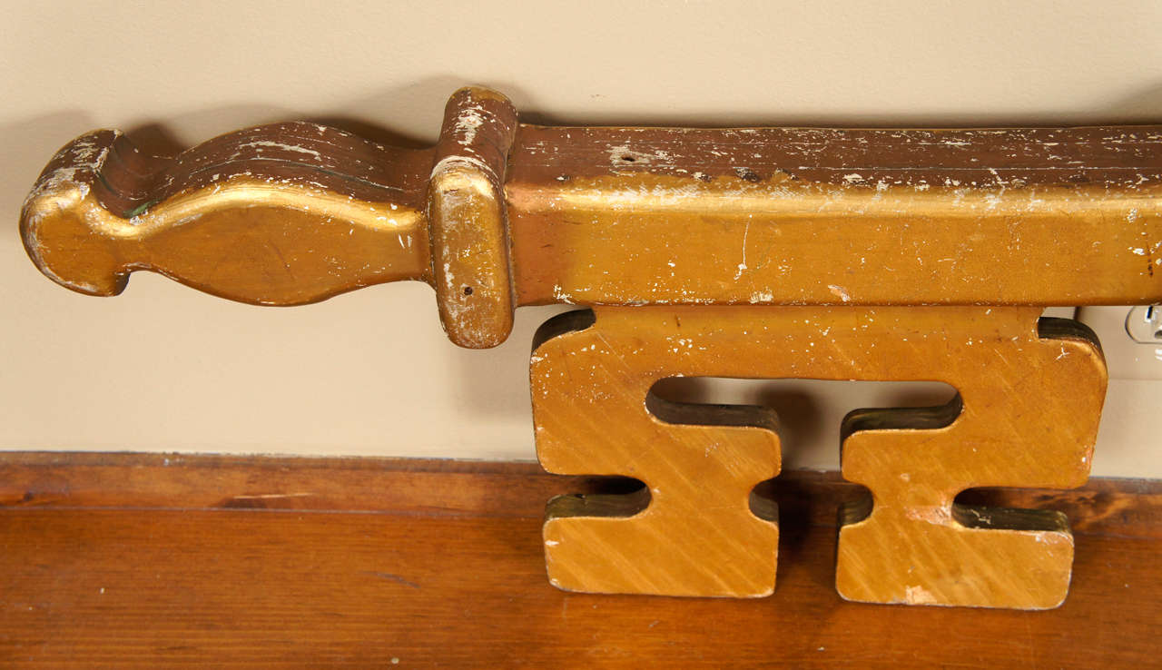 Mid-20th Century Giant Key Wood Painted Store Sign For Sale