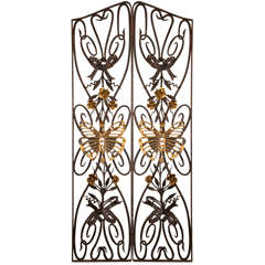 Wrought Iron Gate Butterfly Motif Panels